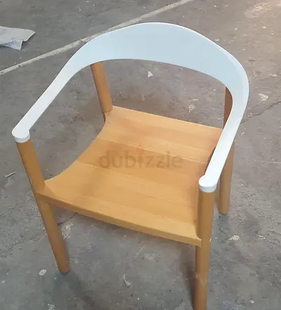 Modern Scandinavian-style wooden dining/occasional chair with white backrest