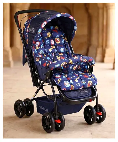 Babyhug Standard Stroller in Navy Lion Print — Good Condition