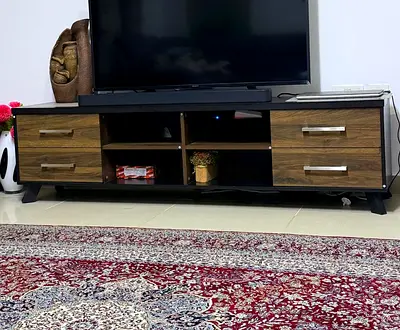 Wooden TV Entertainment Unit with Storage Drawers - Excellent Condition