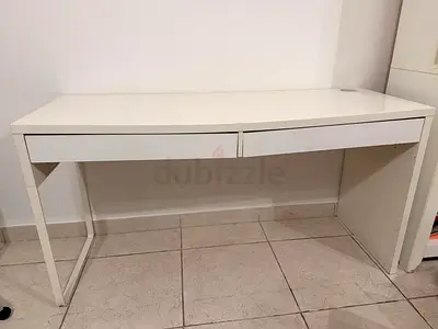 White study desk with two slim drawers - good condition