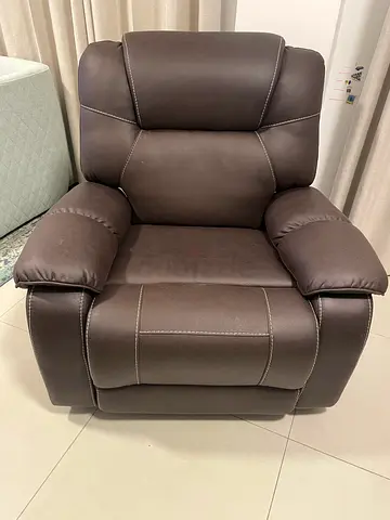 Brown leather swinger recliner armchair - perfect condition