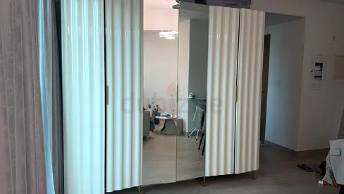Modern White Wardrobe with Mirrored Doors
