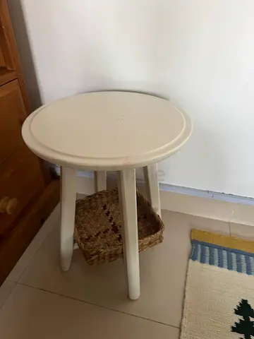 IKEA Kragsta Small white round side table / stool - solid wood