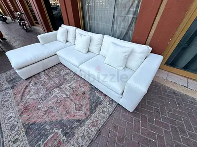 Feather 🪶 filled Marina Home L Shape Sofa Beige Like new Condition