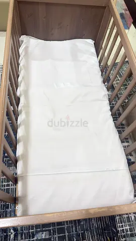 Wooden Baby Crib with Mattress - Good Condition