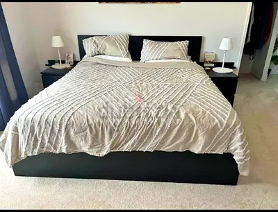 Ikea king size bed with mattress and storage drawers