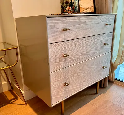 3-Drawer Chest with gray Light Wood Finish, West Elm Modernist