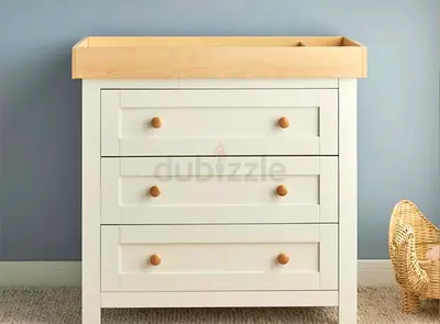 White 3-Drawer Baby Cabinet with Changing Table