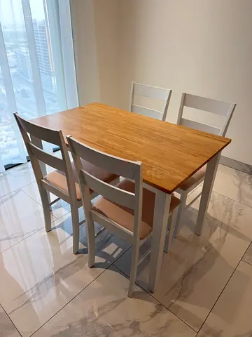 Wooden dining table with 4 chairs - good condition