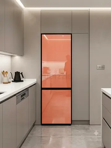 Samsung Bespoke Bottom-Freezer Refrigerator – Customizable Pink Glass Panels