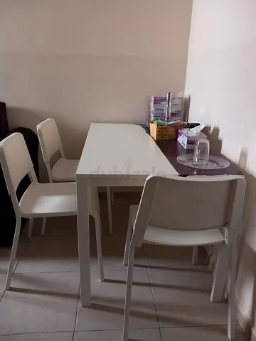 Table with four chairs set— simple, used set Fully White colour