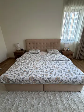 Upholstered Bed with Tufted Headboard and Mattress