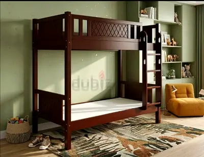 Solid Wood Bunk Bed - Dark Brown, Good Condition