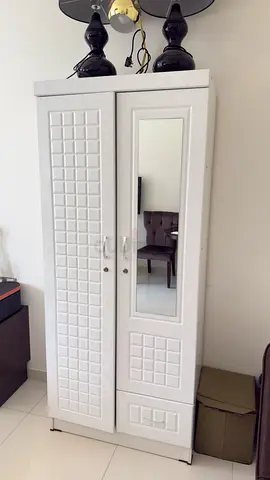White 2-Door Wardrobe with Mirror - Perfect Condition