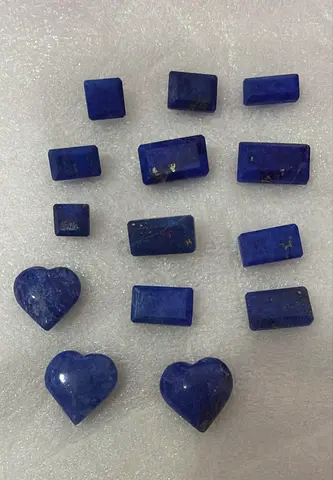 Assorted Lapis Lazuli Cabochons & Carved Hearts - 15 Pieces