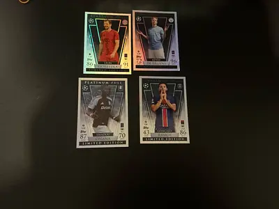 Limited Edition Platinum UEFA Football Trading Cards - Set of 4