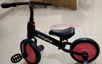 Babyhug toddler balance bike with pedals - black & pink