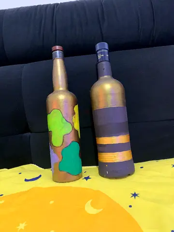 Self Hand-painted Decorative Glass Bottles - Set of 2