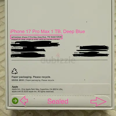 iPhone 17 Pro Max 1TB Deep Blue (SIM CARD) with - Brand New Sealed with All New sealed accessories