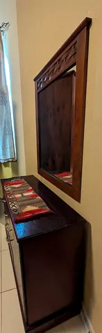 Wooden Dressing table with mirror + side table