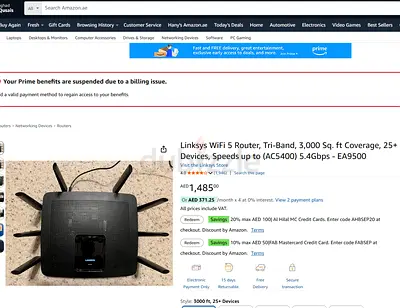 Linksys AC5400 EA9500 Tri-Band Internet Router