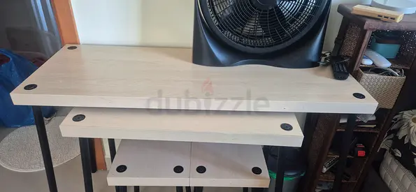 Wooden Nesting Side Tables / 3-Tier Shelf Unit with Metal Legs