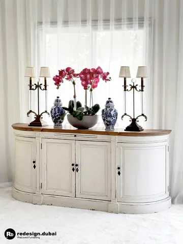 LA MAISON CHIC FRENCH COUNTRY DEMILUNE SIDEBOARD or console table buffet credenza storage cabinet