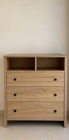 3-Drawer Chest with Open Storage – Light Oak