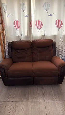 Brown 2-Seater Recliner Sofa - Comfortable Used Condition