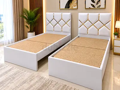 Wooden Valvet Fabric Single Bed