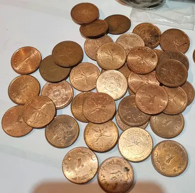Lot of Vintage Omani 1 Baisa Coins (Mixed Condition)