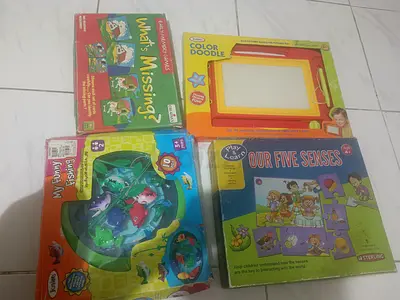 Bundle of Kids Learning Toys: Color Doodle, Five Senses Puzzle & Fishing Game