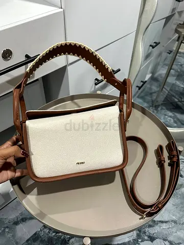 Pedro small canvas and leather shoulder bag - cream/brown