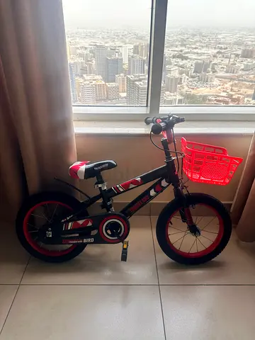 Kids 12-inch Red & Black Bike with Front Basket