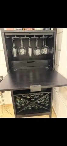 Modern Black Wine Cabinet and Home Bar Unit (Crate & Barrel)