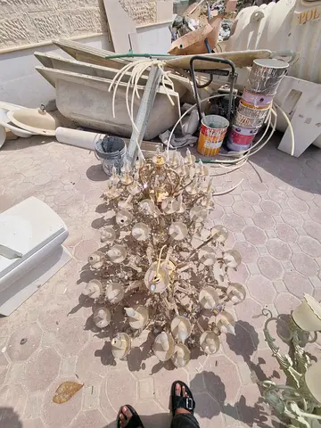 Large vintage crystal chandelier, needs rewiring