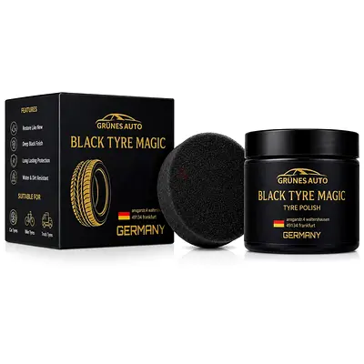 Grünes Auto Black Tyre Magic | Tyre Polish & Tire Shine | Deep Black Finish & Long Lasting
