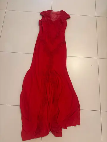 Red floor-length evening gown with lace bodice by bebe never worn (S size - US 2)