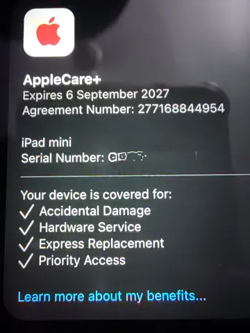 iPad Mini A17 Pro 128 WiFi AppleCare 2027 September