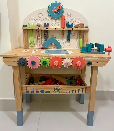 Kids Wooden Workbench Toy with Tools