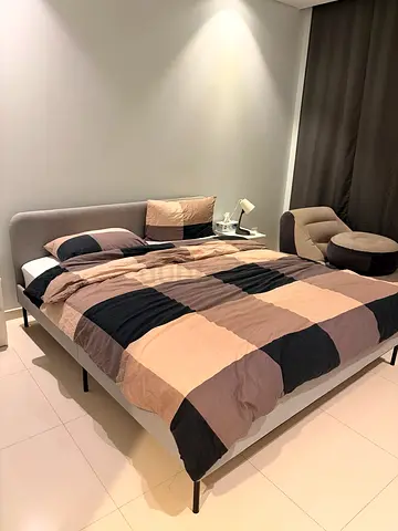 URGENT IKEA Grey Upholstered Bed + Mattress