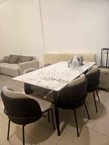 Elements 6 seater dining table ceramic with six Chair