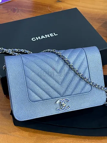 Chanel Small Quilted Chevron Flap Bag with Chain Strap