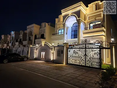 Ultra Luxury 6 Master Bedroom White Villa for Sale in Al Helio 2, Ajman – Prime Location | Outdoor Sitting Area | Parking | Close to Market
