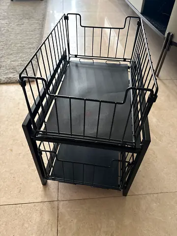 Black metal storage rack/shelf - compact kitchen organizer