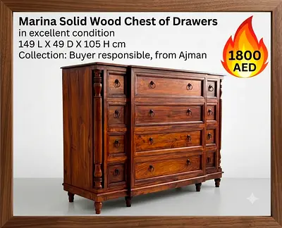 Marina solid wood chest of drawers