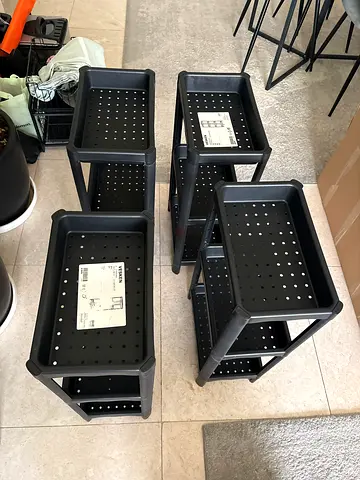 IKEA VESKEN stackable storage boxes (set of 4) - black
