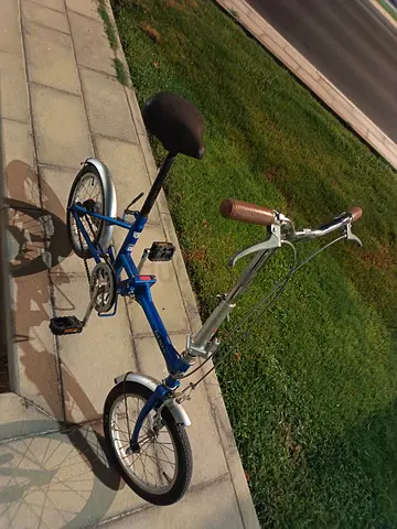 Blue folding city bike - compact, lightly use