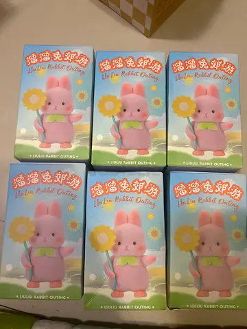 Lot of 6 new pink plush bunny toys in boxes