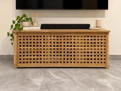 Solid Wood Lattice Storage Bench
